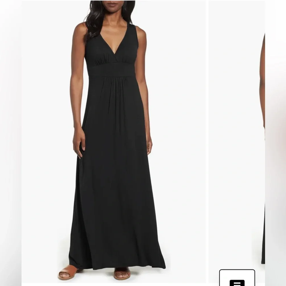 Loveappella Black V-Neck Jersey Sleeveless Maxi Dress - Picture 1 of 14